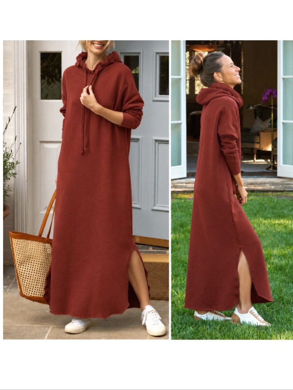 Frank & Eileen James Sweatshirt DRESS Size S Long Sleeve Hooded Redwood NEW